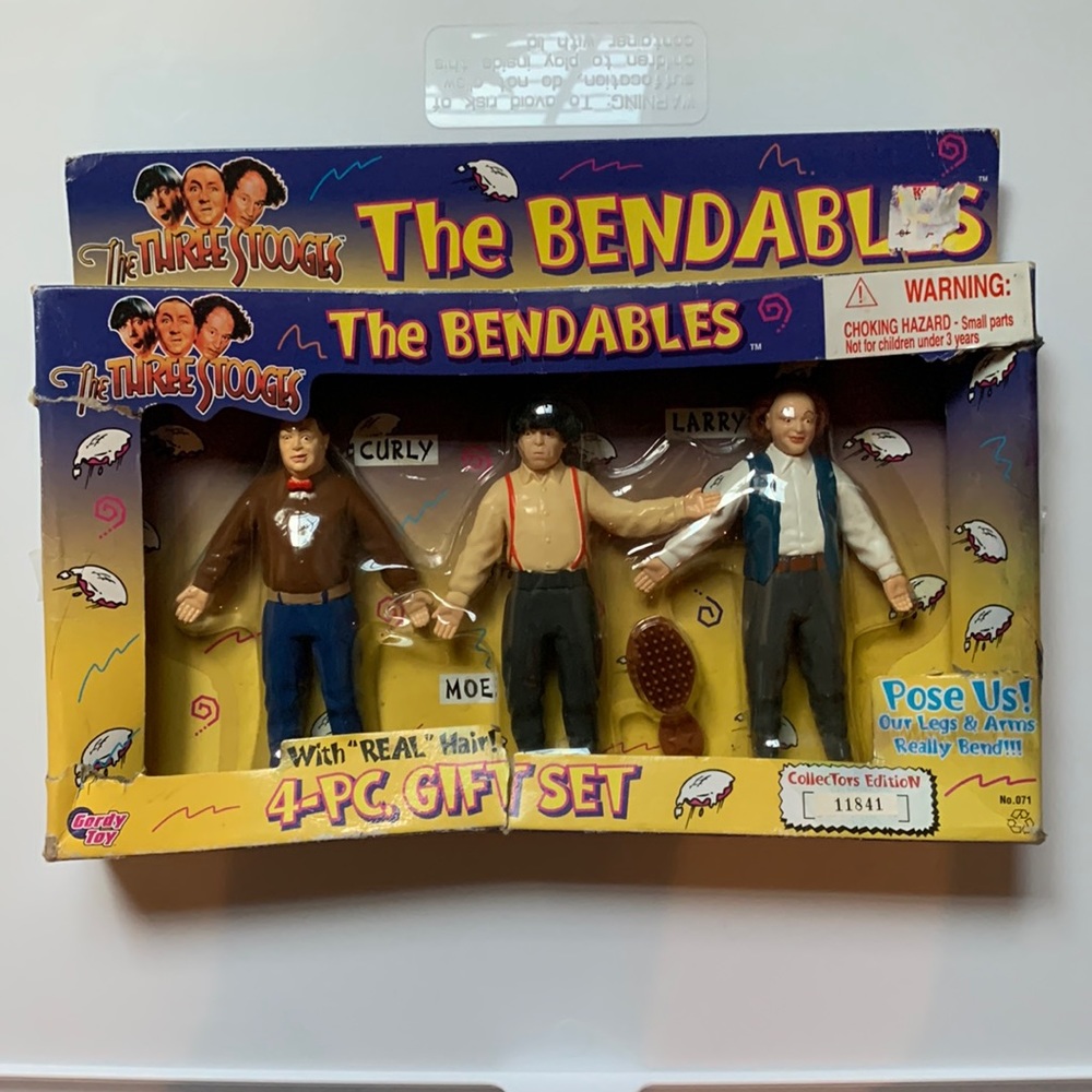 Vintage 1996 The Three Stooges 4 Piece Gift Set Bendable’s Figurines Dolls NWT